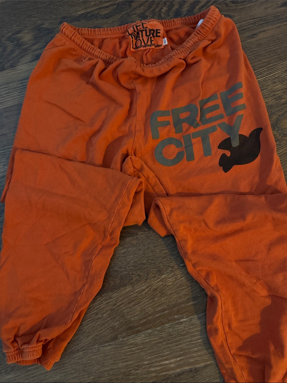 freecity Orange Kids Joggers with 'FREE CITY' Graphic
